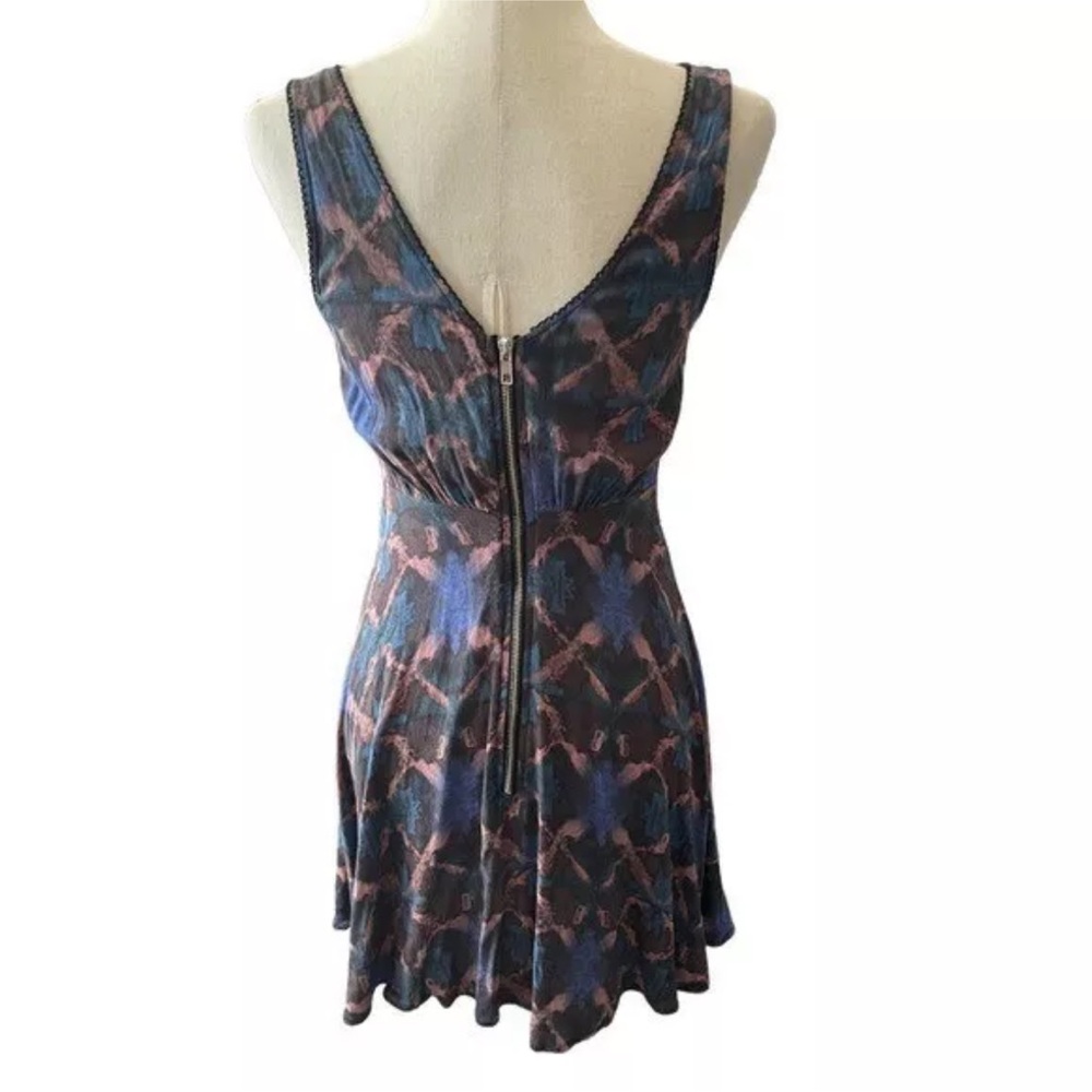 Free People Abstract Print Sleeveless Babydoll Mini Dress Size 8 - Picture 8 of 13
